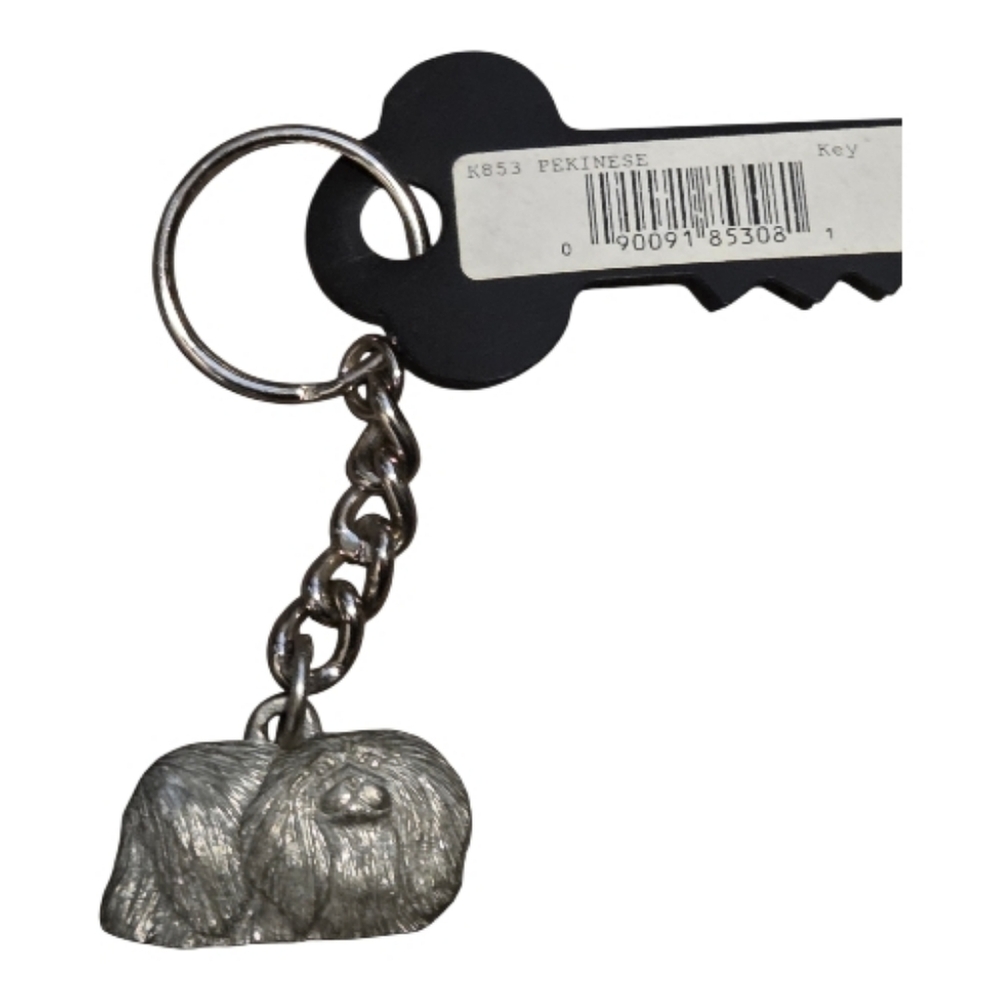 Vintage GG Harris Pewter Pekingese Dog Keychain | Collectible Charm
